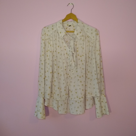 ♥️free people button down long sleeve with bow tie - Picture 4 of 6